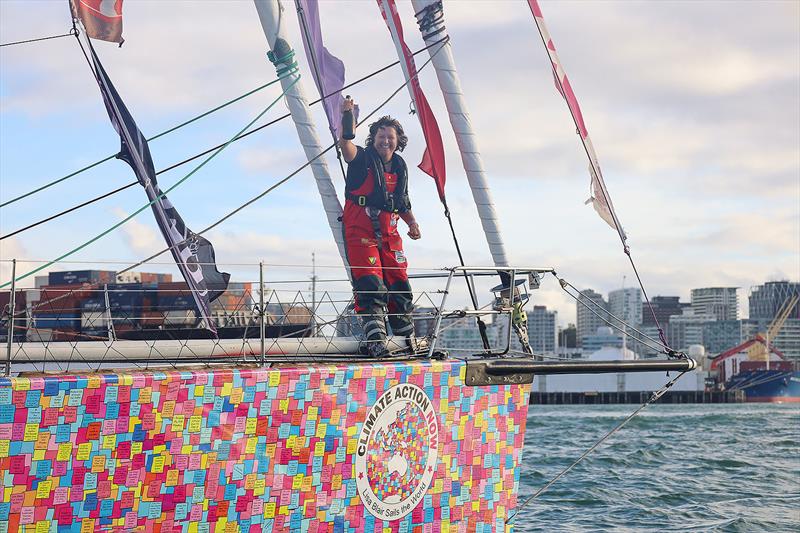 Lisa Blair arrives in Auckland from Sydney, after setting new record for crossing 'The Ditch' photo copyright  Ella Sagnol taken at Royal New Zealand Yacht Squadron and featuring the Cruising Yacht class