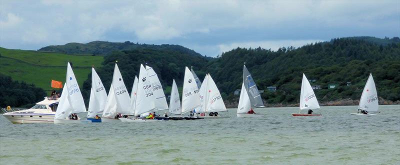 Crowded start line action during start of one of the Handicap 2 class races during Kippford Week photo copyright A-M Williams taken at Solway Yacht Club and featuring the Dinghy class