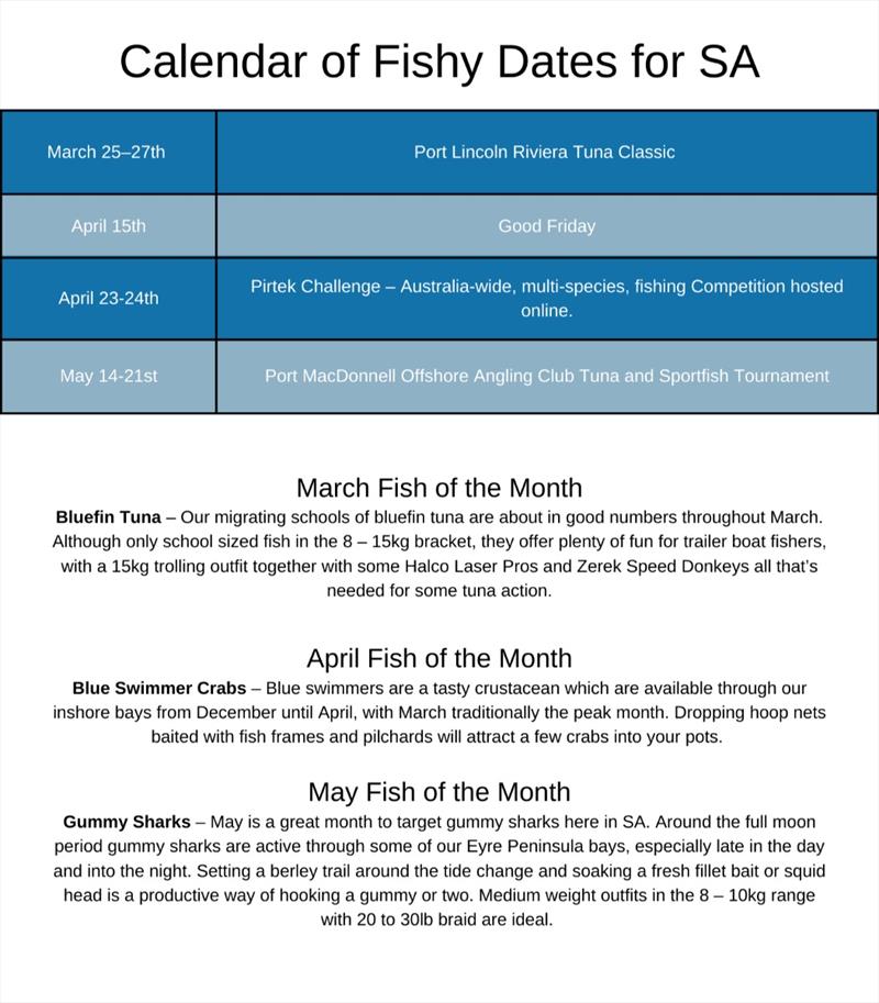 Calendar of fishy dates for SA - photo © Seamaster
