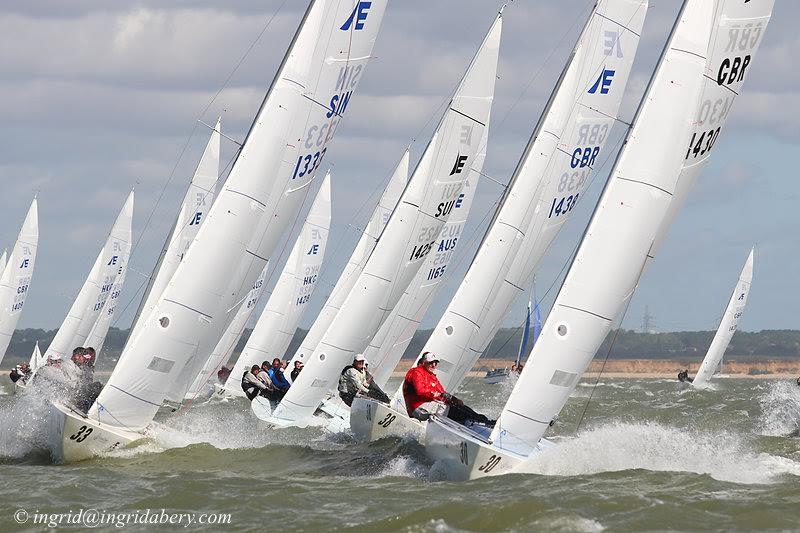Racing on day 4 of the Etchells Worlds in Cowes photo copyright Ingrid Abery / www.ingridabery.com taken at Royal London Yacht Club and featuring the Etchells class