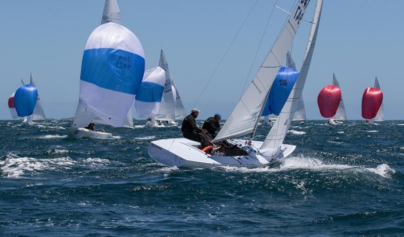 Final day - Magpie - First overall - Etchells Australian Championships at Fremantle photo copyright Ron Jensen taken at Royal Perth Yacht Club and featuring the Etchells class