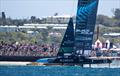 Live Ocean (NZL) pass the SailGP Race Stadium and grandstand on Race Day 1 of the Apex Group Bermuda Sail Grand Prix - May 4, 2024