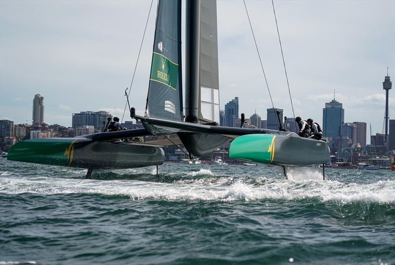 Australia SAILGP Team skippered by Tom Slingsby on day two of competition at the Sydney SailGP photo copyright Bob Martin / SailGP taken at  and featuring the F50 class
