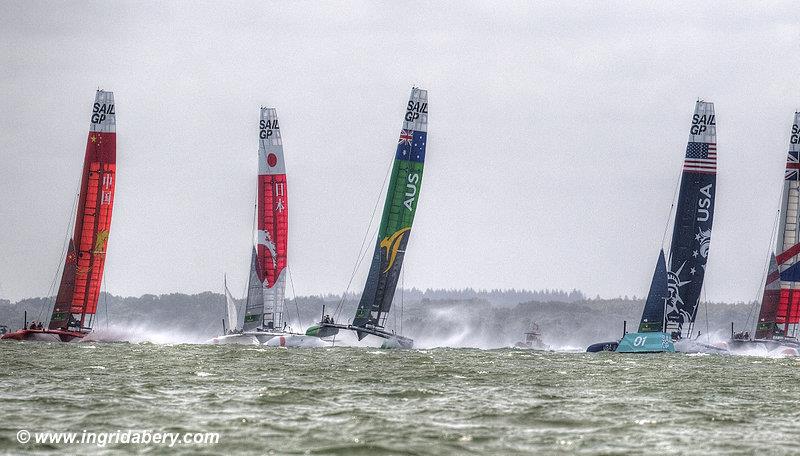 Strong winds for the Cowes SailGP on Sunday photo copyright Ingrid Abery / www.ingridabery.com taken at  and featuring the F50 class