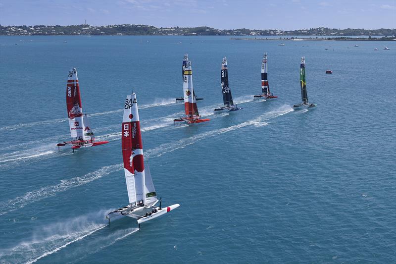 The fleet in action during the Bermuda SailGP presented by Hamilton Princess photo copyright Simon Bruty for SailGP taken at  and featuring the F50 class