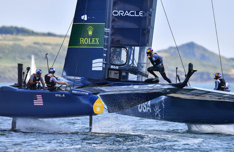 USA SailGP team practice ahead of Great Britain SailGP, Event 3, Season 2 in Plymouth photo copyright Ricardo Pinto for SailGP taken at  and featuring the F50 class