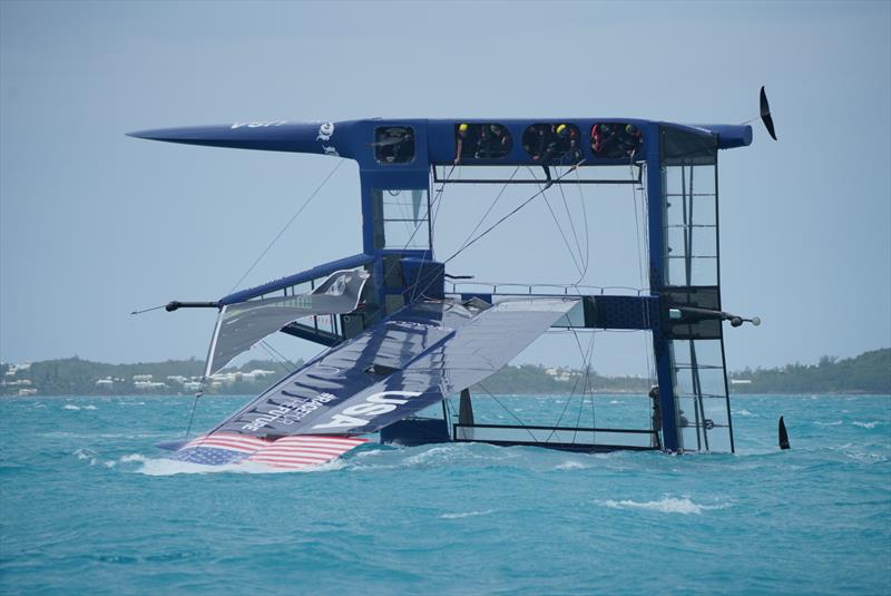 Australia SailGP capsizes in the Great Sound, Bermuda - Friday,April 16, 2021 photo copyright SailGP taken at  and featuring the F50 class