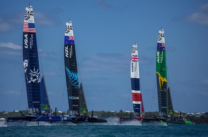 USA SailGP Team helmed by Jimmy Spithill, New Zealand SailGP Team, Great Britain SailGP Team  - Season 2, Day 1 - April 23, 2021 photo copyright Bob Martin/SailGP taken at Royal Bermuda Yacht Club and featuring the F50 class