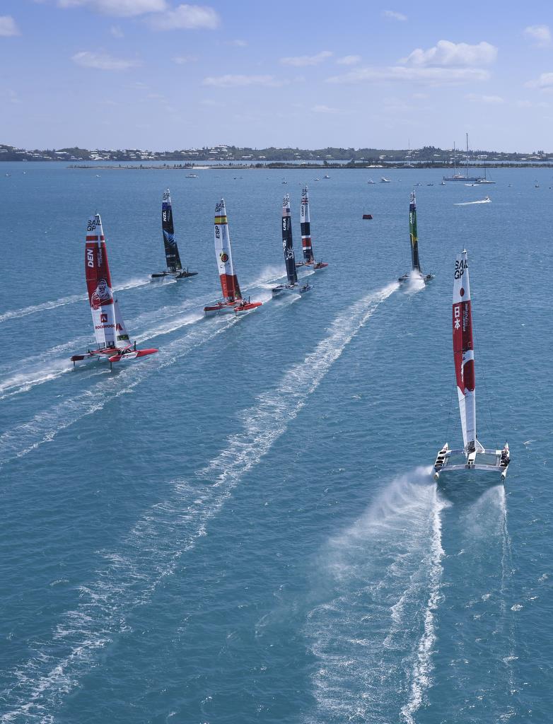The fleet in action during the Bermuda SailGP  - Season 2, Day 1 - April 23, 2021 photo copyright Simon Bruty /SailGP taken at Royal Bermuda Yacht Club and featuring the F50 class