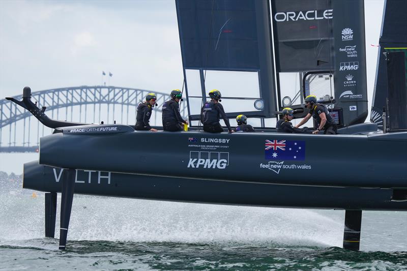 USA SailGP Team helmed by Jimmy Spithill in action during a practice race. Australia Sail Grand Prix presented by KPMG. 16 December photo copyright Bob Martin/ SailGP taken at Woollahra Sailing Club and featuring the F50 class
