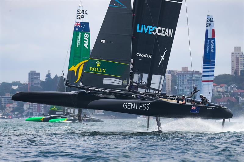 New Zealand SailGP Team co-helmed by Peter Burling and Blair Tuke in action during the practice fleet races ahead of Australia Sail Grand Prix presented by KPMG. 16 December  photo copyright Brett Costello/SailGP taken at Woollahra Sailing Club and featuring the F50 class