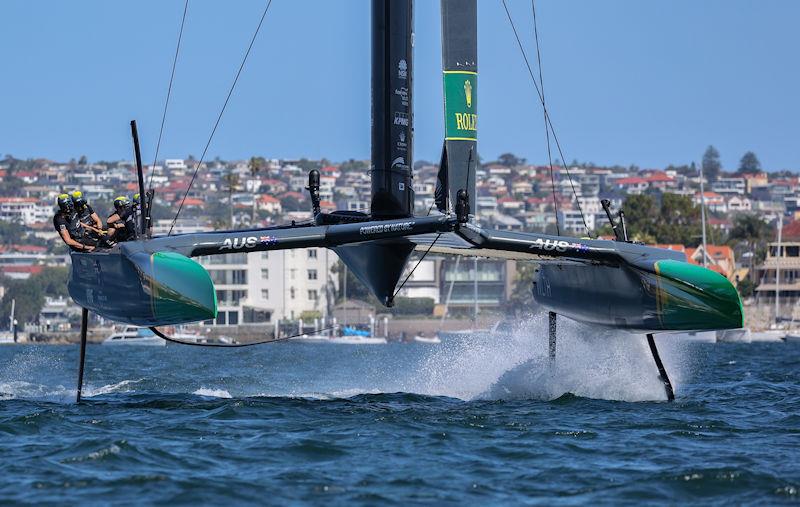 Australia SailGP Team helmed by Tom Slingsby in action on Race Day 1, Australia Sail Grand Prix presented by KPMG photo copyright Phil Hilyard for SailGP taken at  and featuring the F50 class