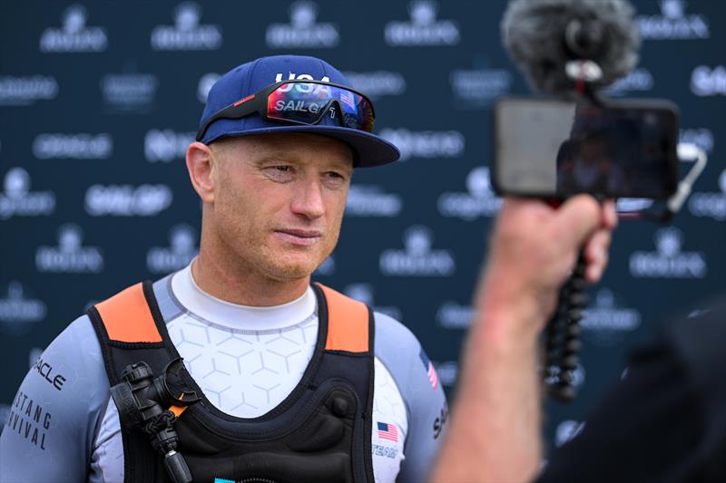 Jimmy Spithill, CEO & driver of USA SailGP Team, speaks to the media on Race Day 1 of Bermuda SailGP presented by Hamilton Princess, Season 3, in Bermuda photo copyright Ricardo Pinto for SailGP taken at  and featuring the F50 class