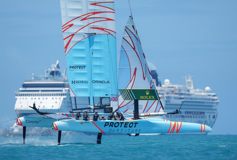 Great Britain SailGP Team helmed by Ben Ainslie competing on Race Day 2 of Bermuda SailGP presented by Hamilton Princess, Season 3, in Bermuda photo copyright Bob Martin for SailGP taken at  and featuring the F50 class