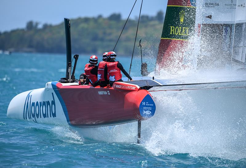 Canada SailGP Team helmed by Phil Robertson in action on Race Day 2 of Bermuda SailGP photo copyright Ricardo Pinto/SailGP taken at Royal Bermuda Yacht Club and featuring the F50 class