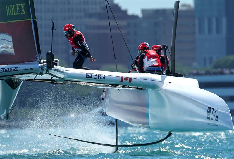 Canada SailGP Team helmed by Phil Robertson on Race Day 1 of the T-Mobile United States Sail Grand Prix | Chicago at Navy Pier, Lake Michigan, Season 3 photo copyright Simon Bruty for SailGP taken at  and featuring the F50 class