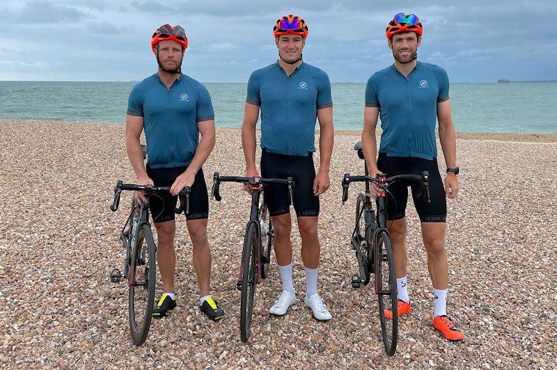 The SailGP crew taking on the cycle to Plymouth: Luke Parkinson, Neil Hunter and Matt Gotrel photo copyright Great Britain SailGP Team taken at  and featuring the F50 class