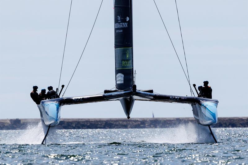 New Zealand SailGP Team in action during a practice session ahead of the Great Britain Sail Grand Prix | Plymouth in Plymouth, England. 28th July 2022 photo copyright Felix Diemer for SailGP taken at Royal Plymouth Corinthian Yacht Club and featuring the F50 class