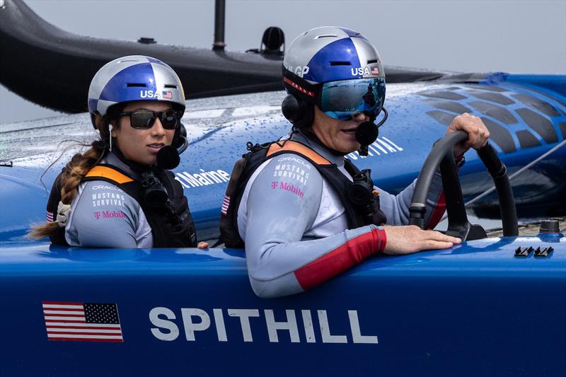 USA SailGP Team helmed by Jimmy Spithill with CJ Perez of USA SailGP Team behind him on Race Day 2 of Great Britain Sail Grand Prix | Plymouth photo copyright Felix Diemer for SailGP taken at  and featuring the F50 class