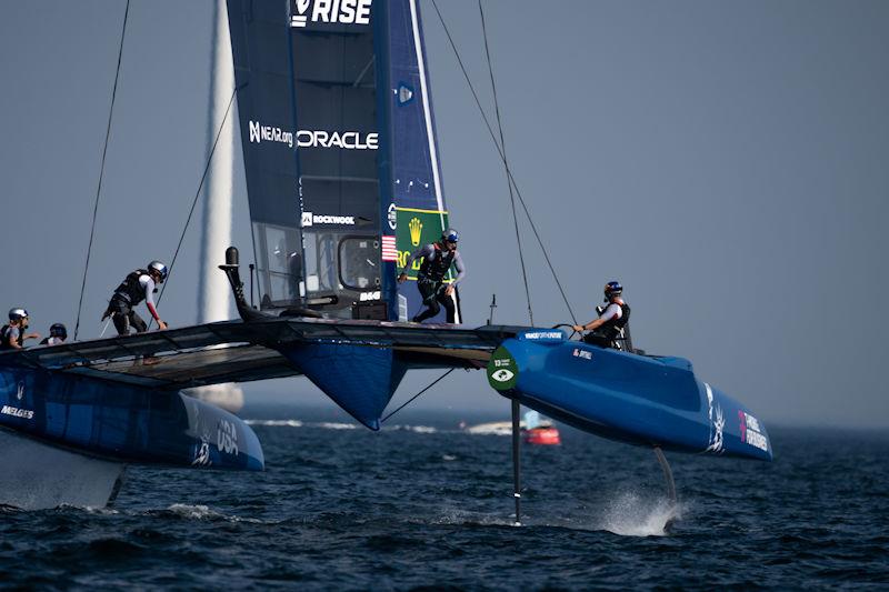 USA SailGP Team helmed by Jimmy Spithill in action during a practice session ahead of the ROCKWOOL Denmark Sail Grand Prix in Copenhagen, Denmark photo copyright Martin Keruzore for SailGP taken at  and featuring the F50 class