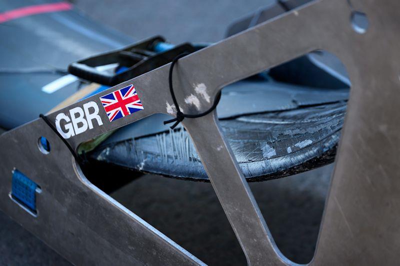 Detail of the damage sustained to the foil of the Great Britain SailGP Team F50 catamaran during a practice session ahead of the ROCKWOOL Denmark Sail Grand Prix in Copenhagen photo copyright Ricardo Pinto for SailGP taken at Royal Danish Yacht Club and featuring the F50 class