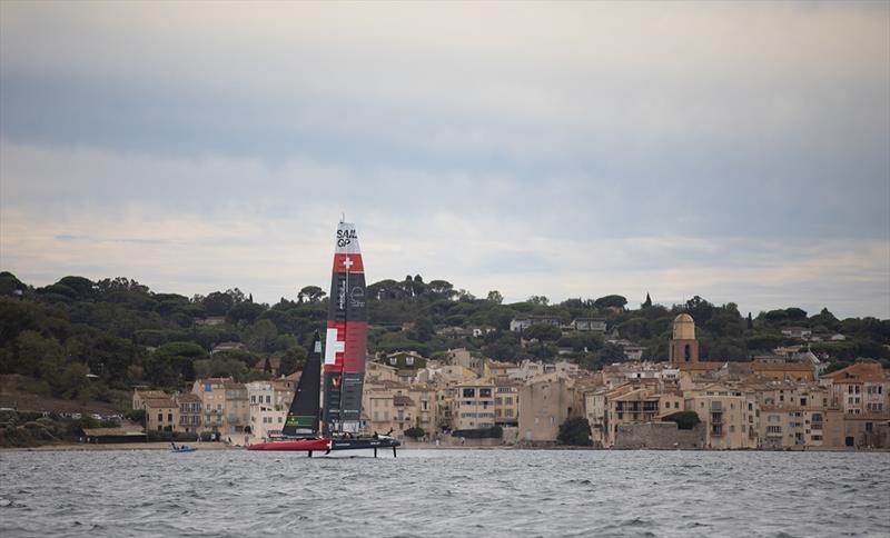 Swiss SailGP Team practice ahead of the 2022 Range Rover France Sail Grand Prix photo copyright Tomas Moya taken at  and featuring the F50 class