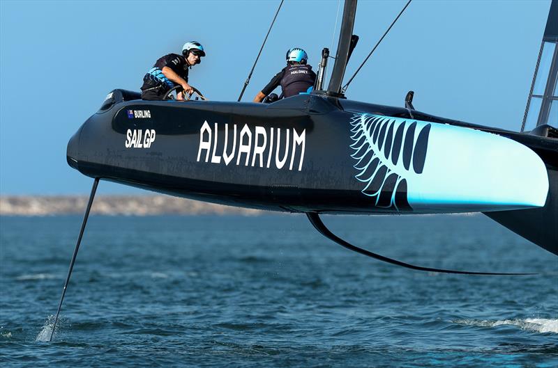 New Zealand SailGP Team helmed by Peter Burling in action on Race Day 1 of the Mubadala Abu Dhabi Sail Grand Prix presented by Abu Dhabi Sports Council photo copyright Simon Bruty for SailGP taken at  and featuring the F50 class