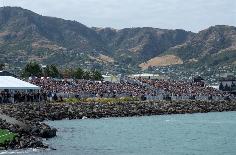 A view of spectators in the Grandstand on Race Day 1 of the ITM New Zealand Sail Grand Prix in Christchurch, New Zealand. March 23, 2024 photo copyright Adam Warner/SailGP taken at Naval Point Club Lyttelton and featuring the F50 class