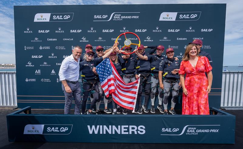Mayor of Valencia with USA SailGP team - prizegving - Day 2 - Spain Sail Grand Prix - Valencia - September 6, 2026 - photo © Jason Ludlow/SailGP