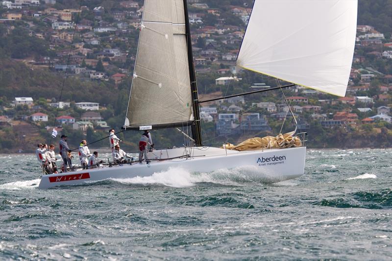 Wired downwind on day 1 of the Farr 40 Tasmanian State Title photo copyright Dane Lojek taken at Royal Yacht Club of Tasmania and featuring the Farr 40 class