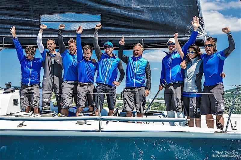 Alberto Rossi and team celebrate after completing an impressive victory in the D-Marin Farr 40 Sibenik Regatta photo copyright Sara Proctor / www.sailfastphotography.com taken at  and featuring the Farr 40 class