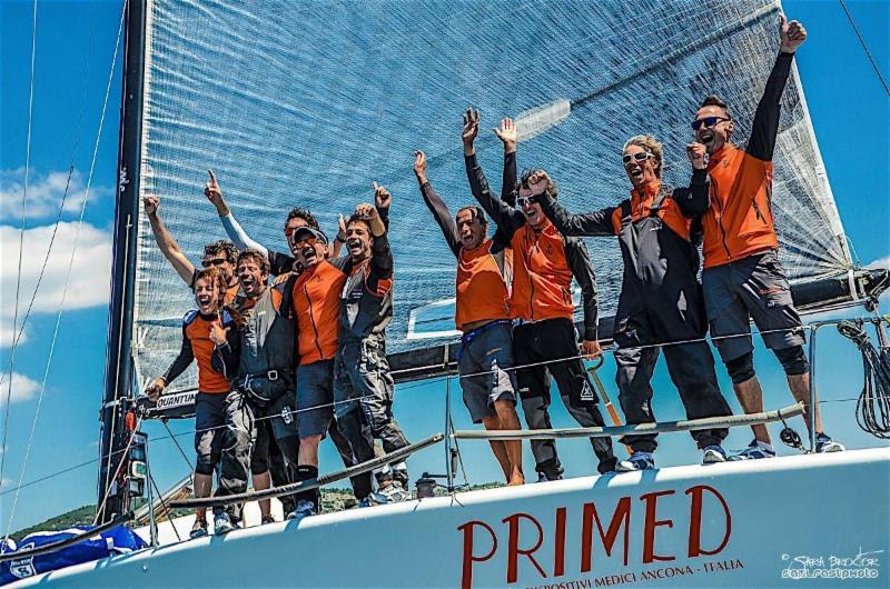 Mauro Mocchegiani and the Rush Diletta team are simply ecstatic after not only taking the Corinthian title, but also placing second overall in the D-Marin Farr 40 Sibenik Regatta photo copyright Sara Proctor / www.sailfastphotography.com taken at  and featuring the Farr 40 class
