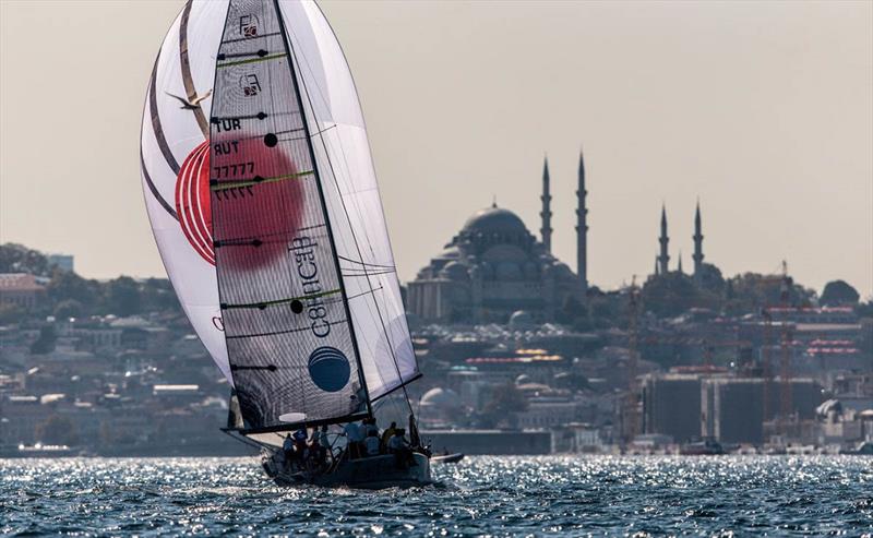 The Istanbul skyline provides a memorable backdrop for the Bosphorus Cup photo copyright Pedro Martinez / Martinez Studio taken at  and featuring the Farr 40 class