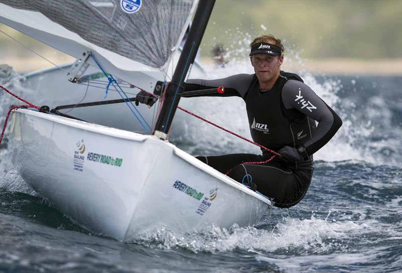 Josh Junior on day one of the ISAF Sailing World Cup Weymouth photo copyright onEdition taken at Weymouth & Portland Sailing Academy and featuring the Finn class