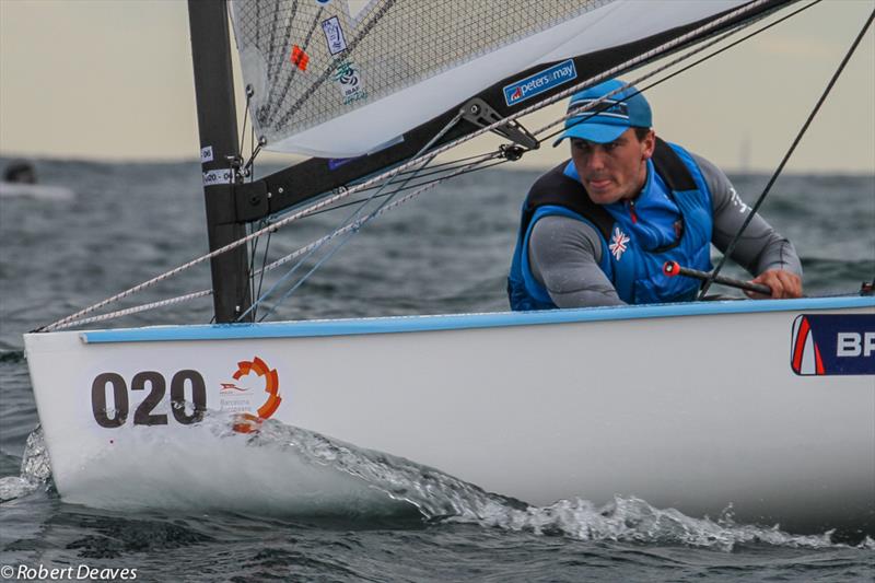 Ben Cornish on day 3 of the Finn Europeans in Barcelona photo copyright Robert Deaves taken at  and featuring the Finn class