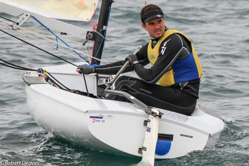 Jorge Zarif on day 3 of the Finn Europeans in Barcelona photo copyright Robert Deaves taken at  and featuring the Finn class