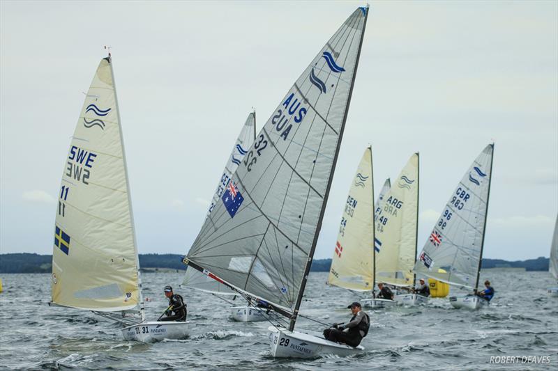 Racing on day 1 of the Finn Silver Cup photo copyright Robert Deaves taken at Sailing Aarhus and featuring the Finn class