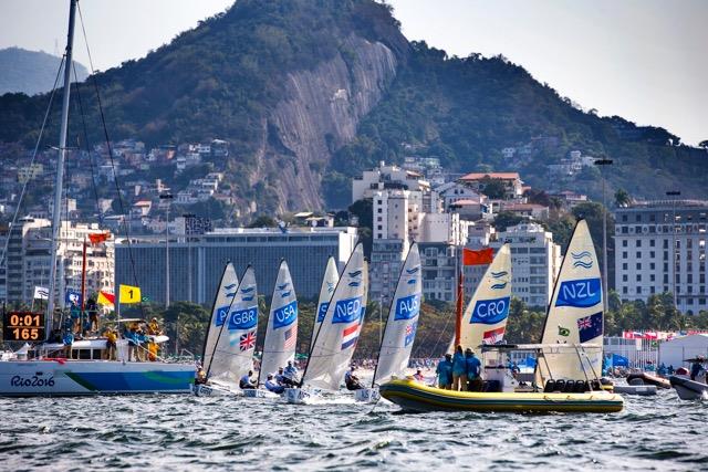 Finn medal race at the Rio 2016 Olympic Sailing Competition photo copyright Richard Langdon / Ocean Images taken at  and featuring the Finn class