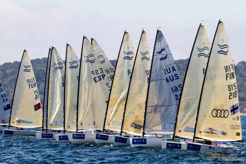 Finn class on day 1 of World Cup Hyères photo copyright Robert Deaves taken at COYCH Hyeres and featuring the Finn class