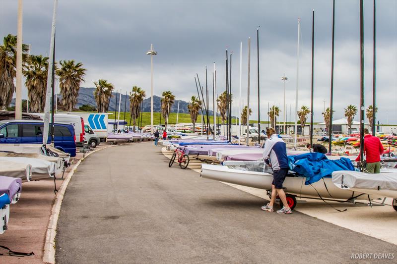 Most covers stayed on for day 4 of the Finn Europeans in Marseille photo copyright Robert Deaves taken at Yachting Club De La Pointe Rouge and featuring the Finn class