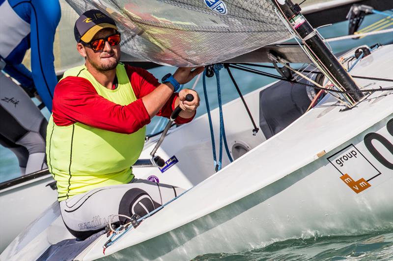 Facundo Olezza on day 3 of the 2017 U23 Finn Worlds at Lake Balaton photo copyright Robert Deaves taken at MVM SE and featuring the Finn class