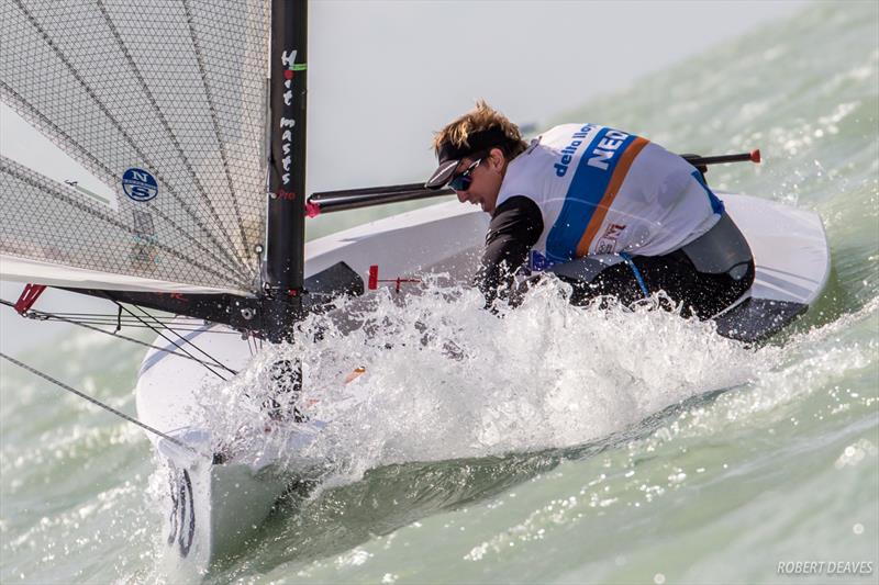 Nicholas Heiner on day one of the 2017 Opel Finn Gold Cup at Lake Balaton photo copyright Robert Deaves taken at Spartacus Sailing Club and featuring the Finn class