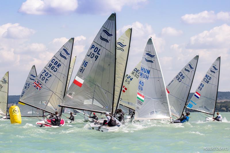 Race 4 on day two of the 2017 Opel Finn Gold Cup at Lake Balaton photo copyright Robert Deaves taken at Spartacus Sailing Club and featuring the Finn class