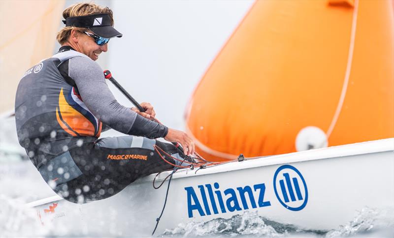 Nicholas Heiner, NED on day 3 of the 2021 Open and U23 Finn European Championship photo copyright Joao Costa Ferreira taken at  and featuring the Finn class