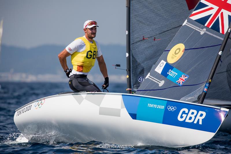 Giles Scott (GBR) at the Tokyo 2020 Olympic Sailing Competition day 7 photo copyright Robert Deaves / www.robertdeaves.uk taken at  and featuring the Finn class