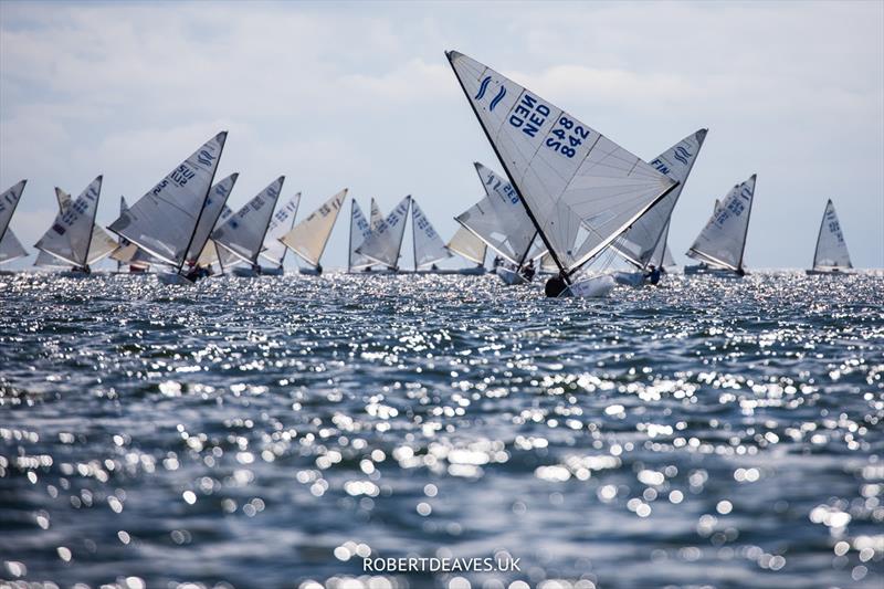 Postma leads Race 7 on the 2022 Finn World Masters final day photo copyright Robert Deaves / www.robertdeaves.uk taken at  and featuring the Finn class