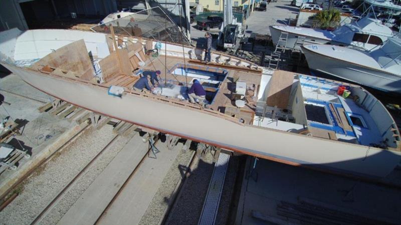 Hull #7 Engine installation photo copyright Michael Rybovich & Sons taken at  and featuring the Fishing boat class