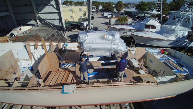 Hull #7 Engine installation photo copyright Michael Rybovich & Sons taken at  and featuring the Fishing boat class