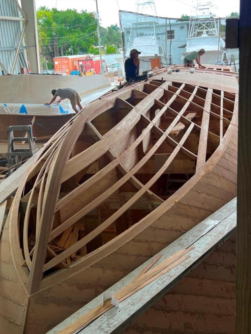 Hull #8 First bottom layer-Tyler, Flipper & Ricky photo copyright Michael Rybovich & Sons taken at  and featuring the Fishing boat class