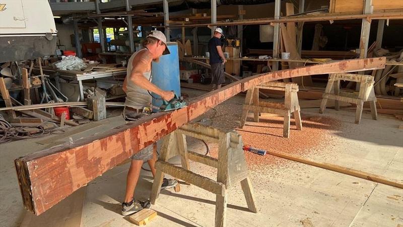 Flipper shaping Hull #9 stem photo copyright Michael Rybovich & Sons taken at  and featuring the Fishing boat class